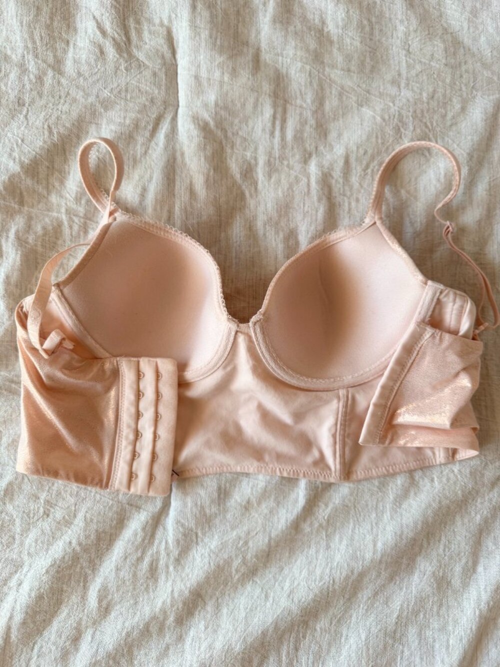 New VS Victoria's Secret Shimmer Champagne Rose Gold Glitter Top Crop Tank - Picture 2 of 3